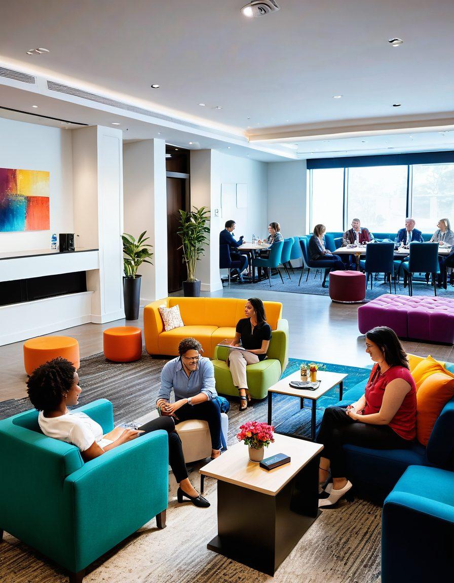 A vibrant scene showcasing a diverse group of people enjoying various perks and benefits of membership, such as networking, exclusive events, and hobby activities. The surroundings should include elements like a cozy lounge, an attractive event stage, and engaging interactions among the members. Bright colors and uplifting expressions should convey a sense of joy and community. super-realistic. vibrant colors. white background.